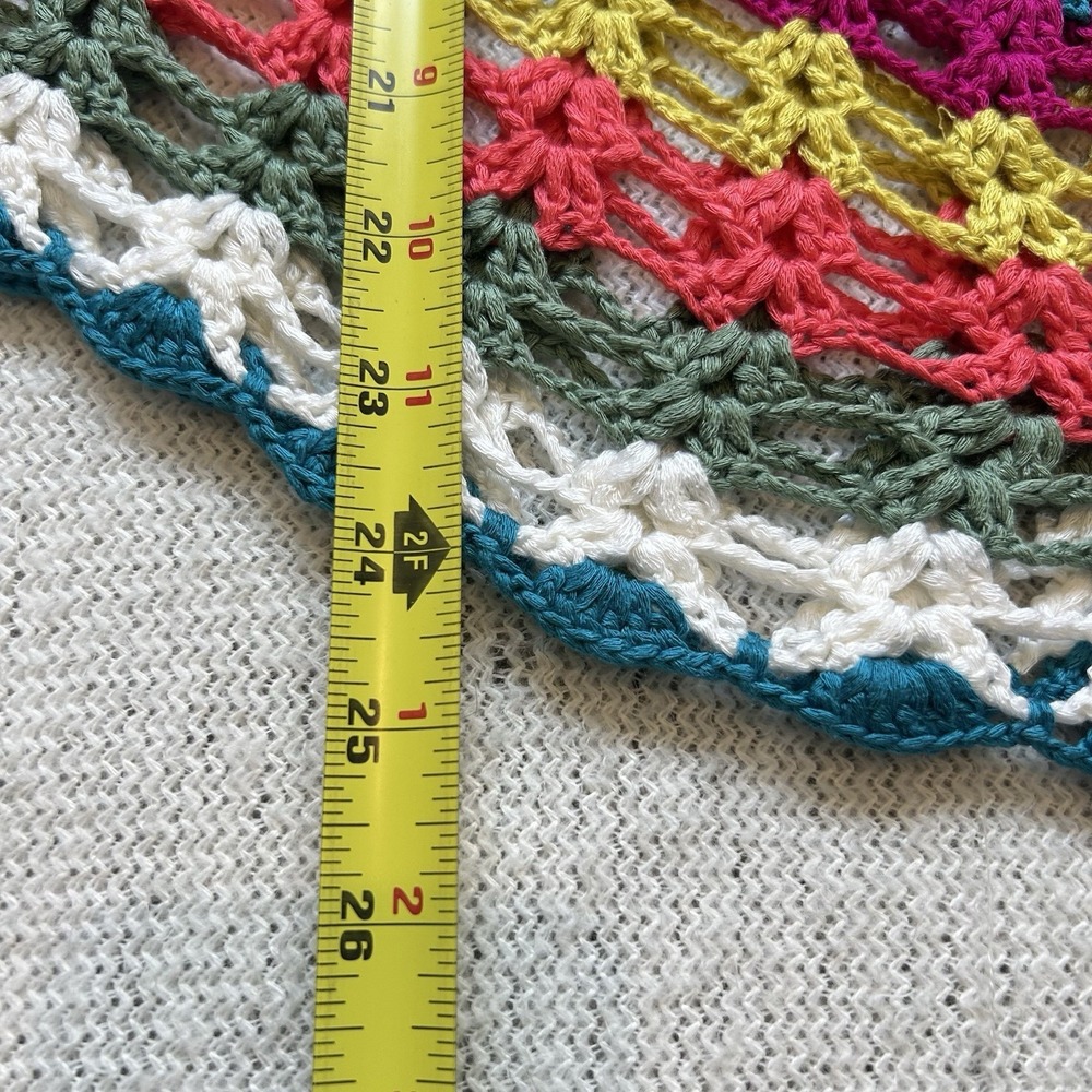 Crochet Top Sz S/M Colorful Open Knit Flower Festival Hippie Stretch Sleeveless - Picture 9 of 11